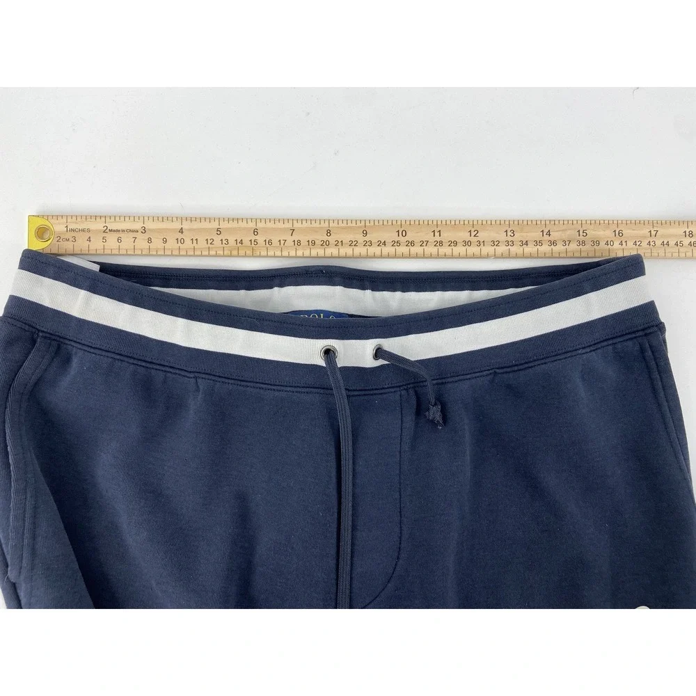Polo Ralph Lauren Pants Mens Large Blue Logo Jogger Sweatpants Stripe Athletic‎